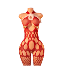 Lenceria Malla Corporal catsuit Enterizo Rojo Cod 1488