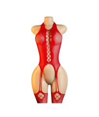 Lenceria Malla Corporal catsuit Portaligas Rojo Cod 569