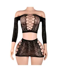 Lenceria Malla Corporal catsuit Conjunto Negro Cod 8035