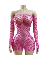 Lenceria Malla Corporal catsuit Vestido Fucsia Cod 8039