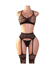 Lenceria Malla Corporal catsuit Conjunto Negro Cod 8047 0