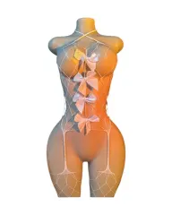 Lenceria Malla Corporal catsuit Portaligas Blanco Cod 8048