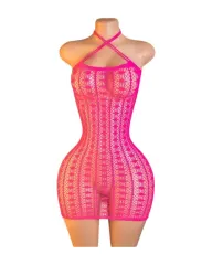 Lenceria Malla Corporal catsuit Vestido Fucsia Cod 8051 0