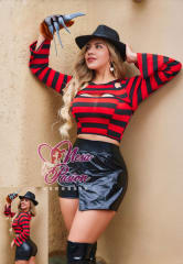 Freddy Krueger Disfraz Sexy Halloween Falda Short Mangas