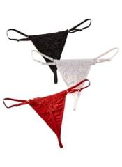 Lencería Sexy Pack 3 Hilos Regulables Con Aplique Floral