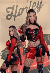 Harley Quinn Disfraz Halloween Sexy Latex Top Short