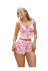 Conjunto de Pijama Corto para Mujer Estilo Romántico y Sexy