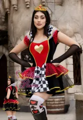 Reina Corazones Disfraz Vestido Sexy Halloween Lenceria