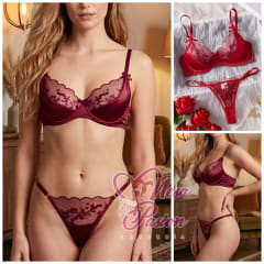 Set Conjunto Dos Piezas Brasier Más Tanga Lencería Sexy