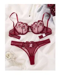 Set Conjunto Dos Piezas Brasier Más Semihilo Lencería Sexy