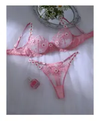 Conjunto Lencería Sexy Dos Piezas Tul Bordado