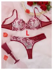 Lencería Sexy Dos Piezas Brasier Más Tanga Color Vino