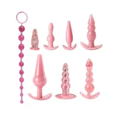 Set Plugs Anales de Silicona 8 Piezas Rosado T-R12