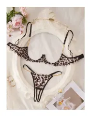 Lencería Conjunto Siempre Lista Animal Print Con Cadena