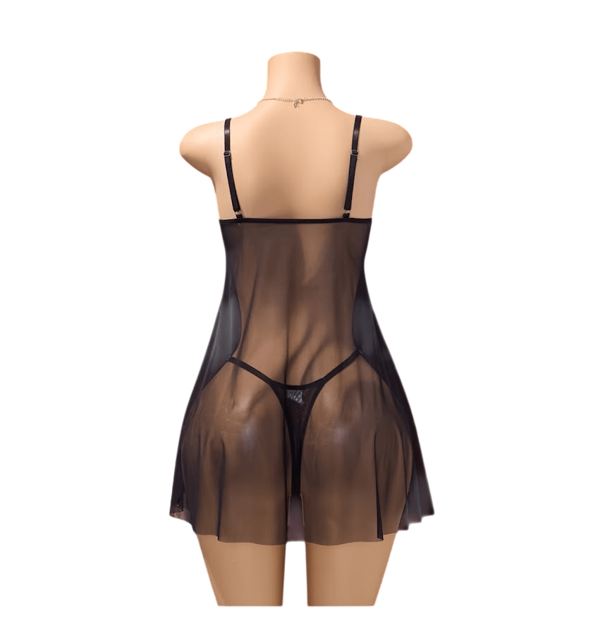 Babydoll Lenceria Sexy De Encaje Con Tanga Pijama1