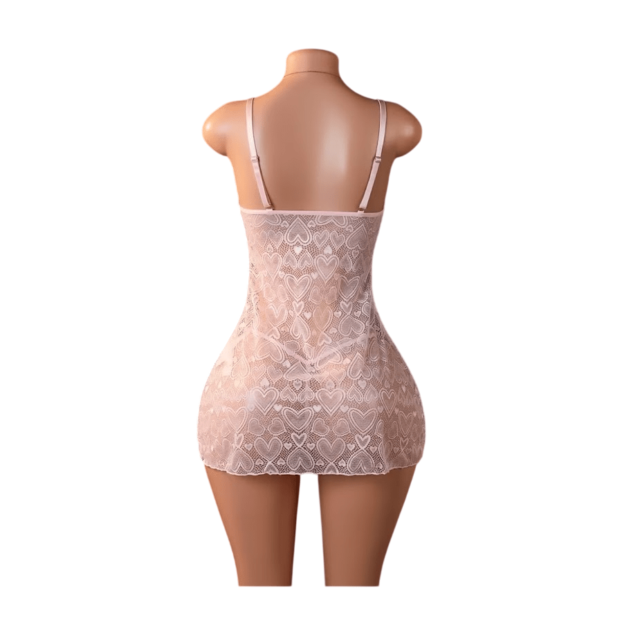 Lenceria Babydoll De Encaje Sexy Vestido Pijama Rosa1