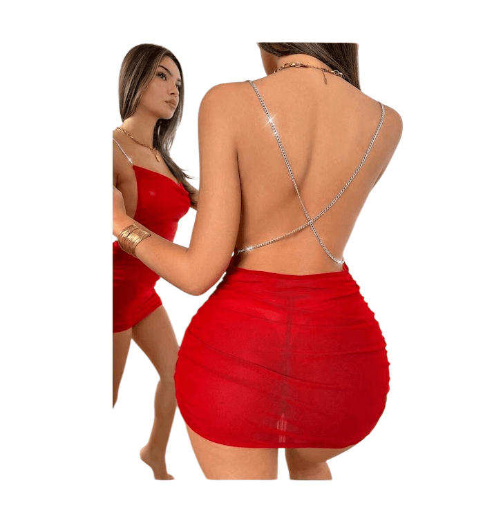 Babydoll Lencería Sexy Con Tirantes De Cadena E Hilo1