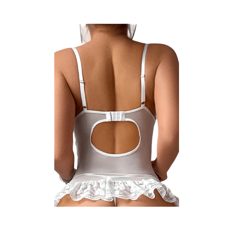 Babydoll Lencería Sexy Con Portaligas Hilo Y Medias1