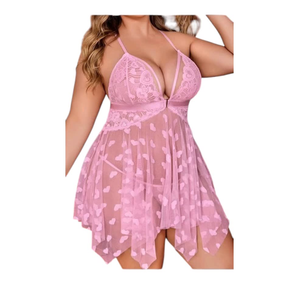 Babydoll Tul Transparente Sexy Lenceria1