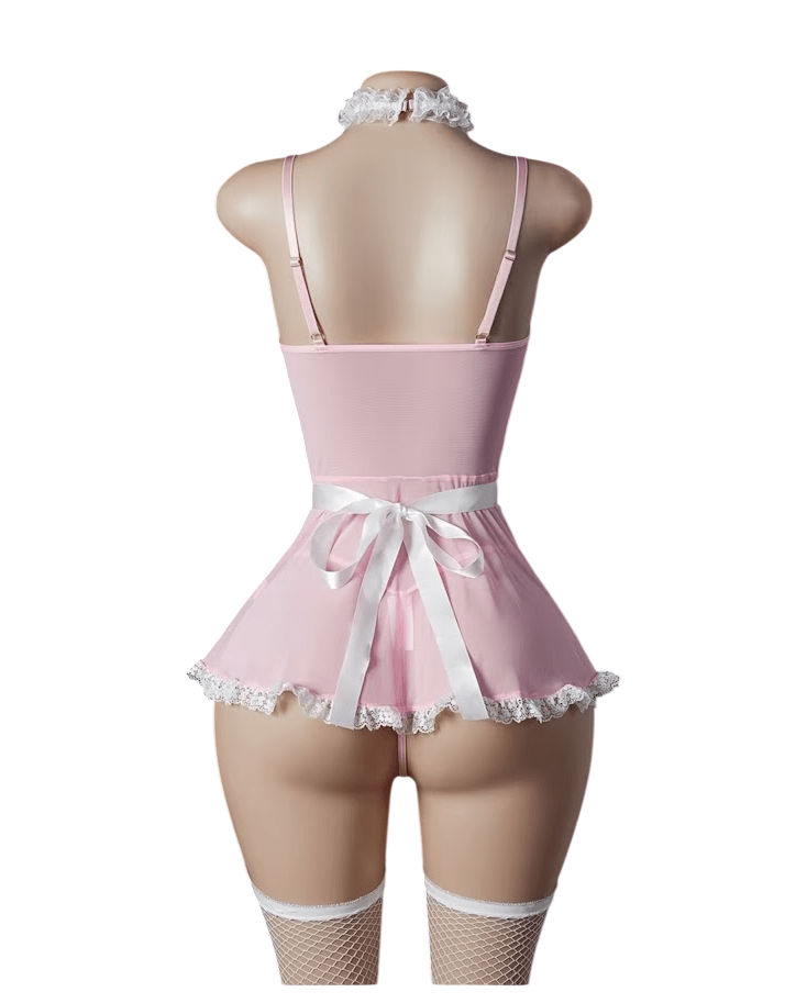 Baby Doll Lencería Sexy Disfraz Mucama Portaligas Mujer2