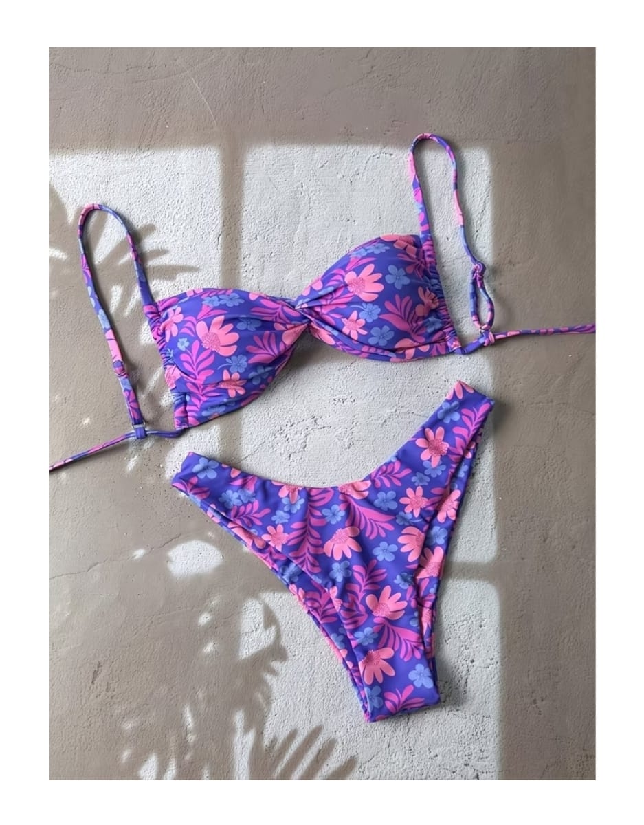 Bikini Ropa De Baño Mujer Sexy Dos Piezas Azul1