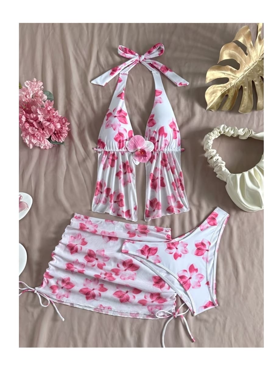 Bikini Sexy Ropa De Baño Mujer Tres Piezas Con Pareo3