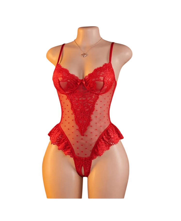 Body Siempre Lista Lenceria Sexy De Encaje Con Abertura Intima2