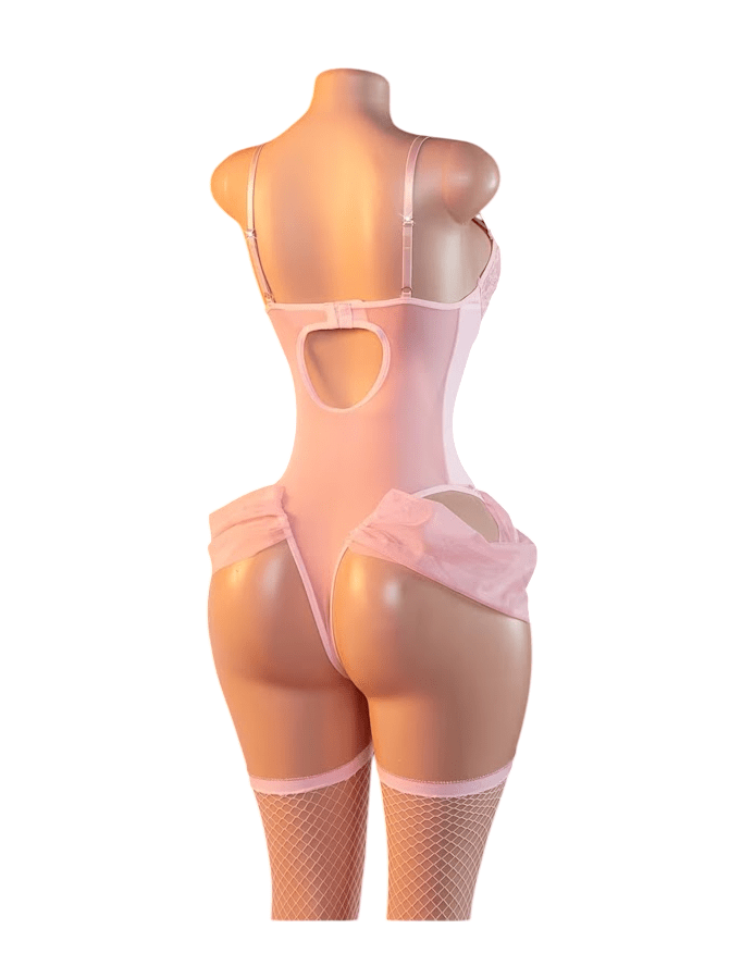 Body Lencería Sexy de Encaje Rosado para Mujer1
