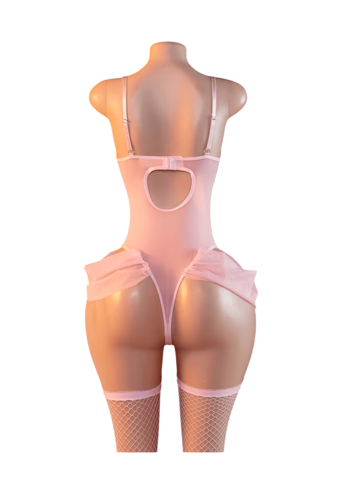 Body Lencería Sexy de Encaje Rosado para Mujer2