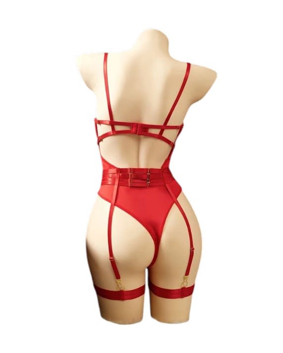 Body Lenceria Sexy De Tul Portaligas Con Ligueros2