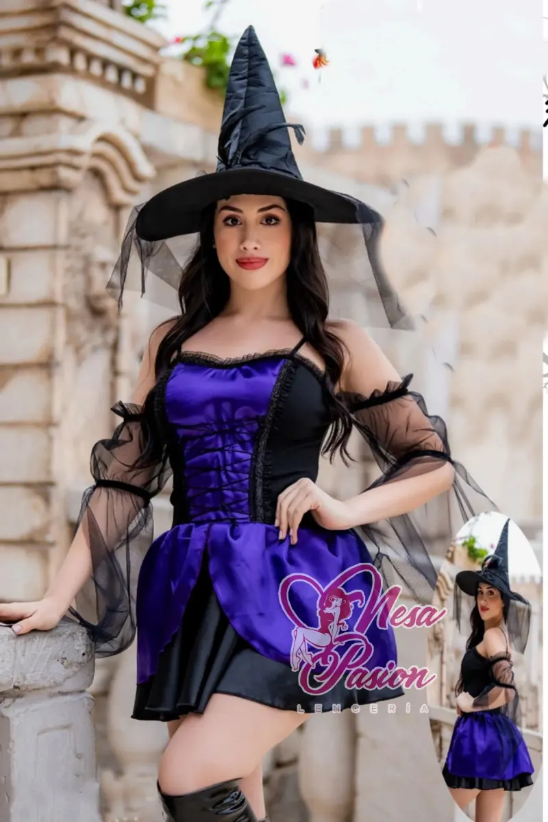 Bruja Disfraz Vestido mangas Sexy Halloween1