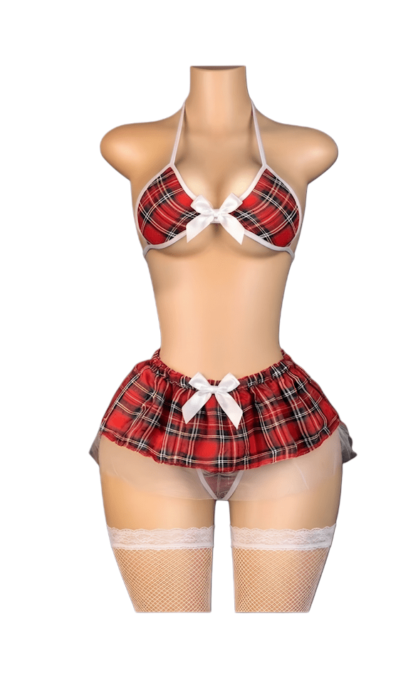Colegiala Yuni Disfraz Lencería Sexy Conjunto Faldita E Hilo1