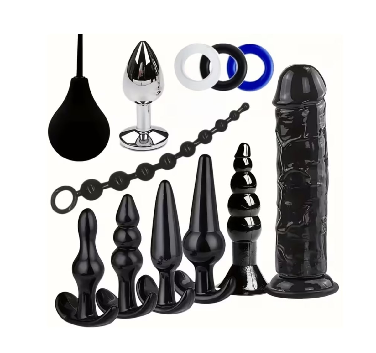 Kit sado Bondage Plug Anal Anillo Retardante Ducha Dildo1