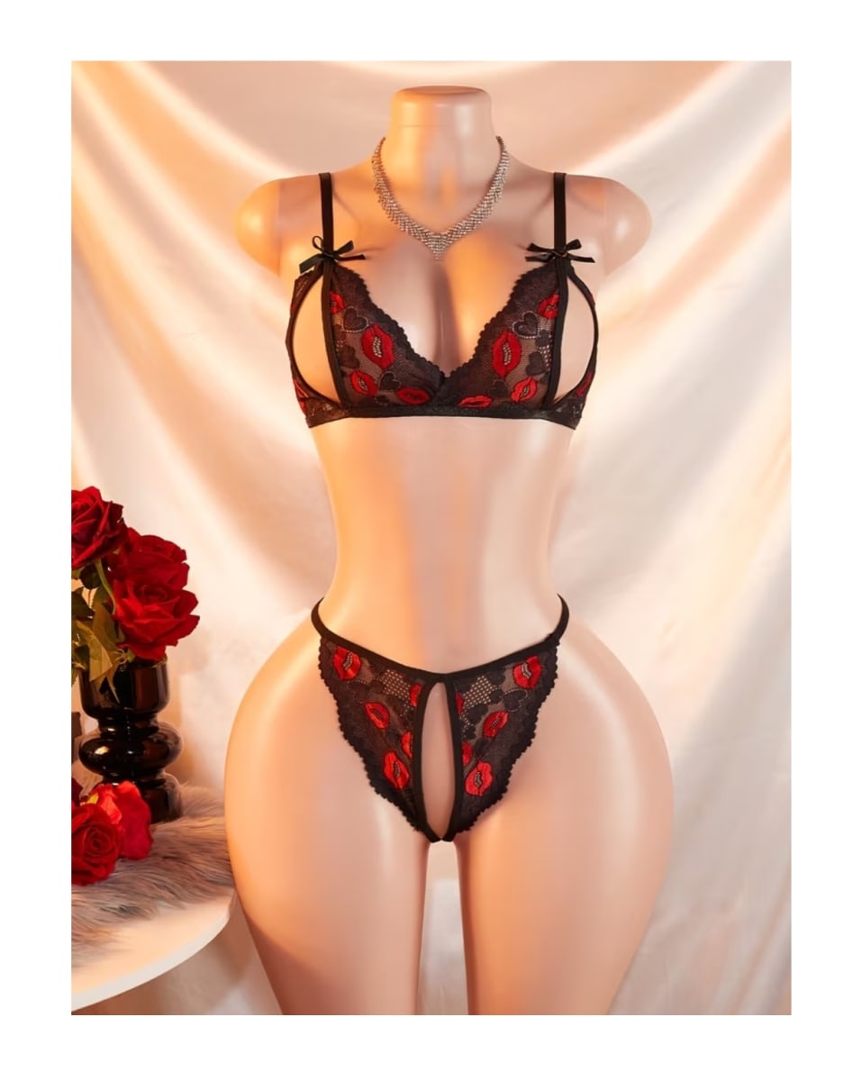 Lenceria Sexy Siempre Lista  Dos Piezas De Encaje Erotico1