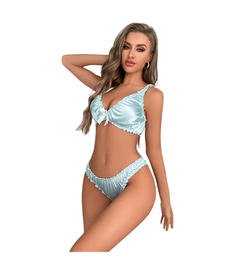Lenceria Sexy Pijama Bralet Trusa Satin3