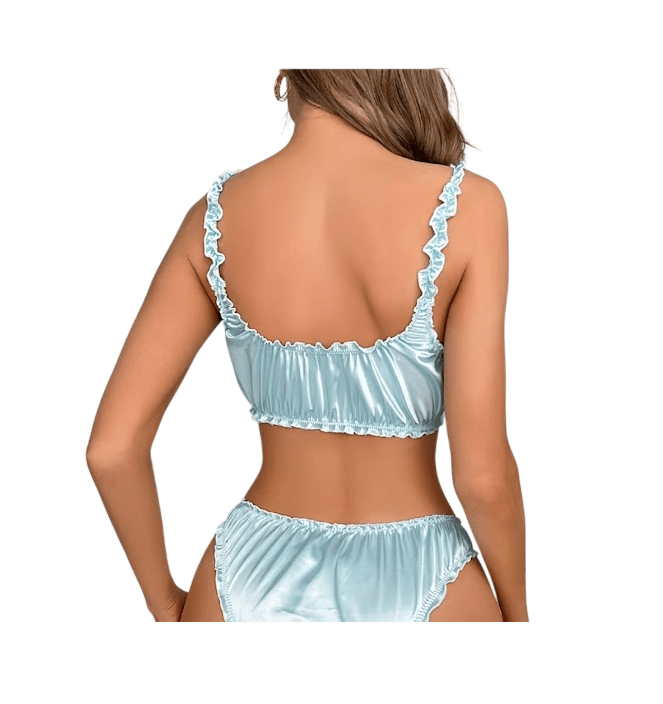 Lenceria Sexy Pijama Bralet Trusa Satin2
