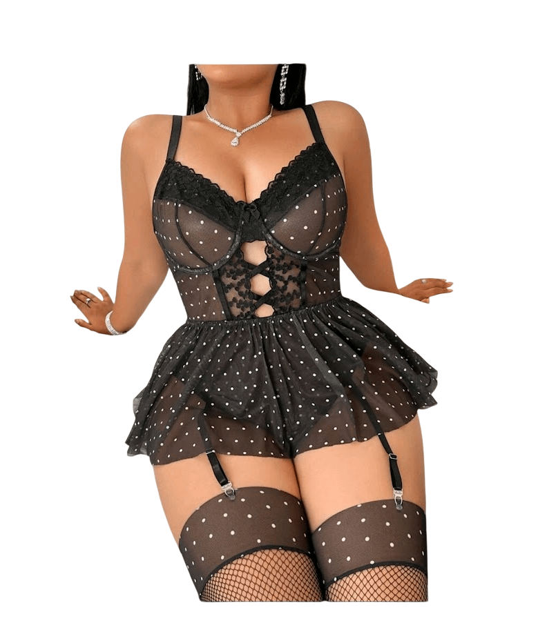 Body Faldita Portaligas Lenceria Sexy Con Medias6
