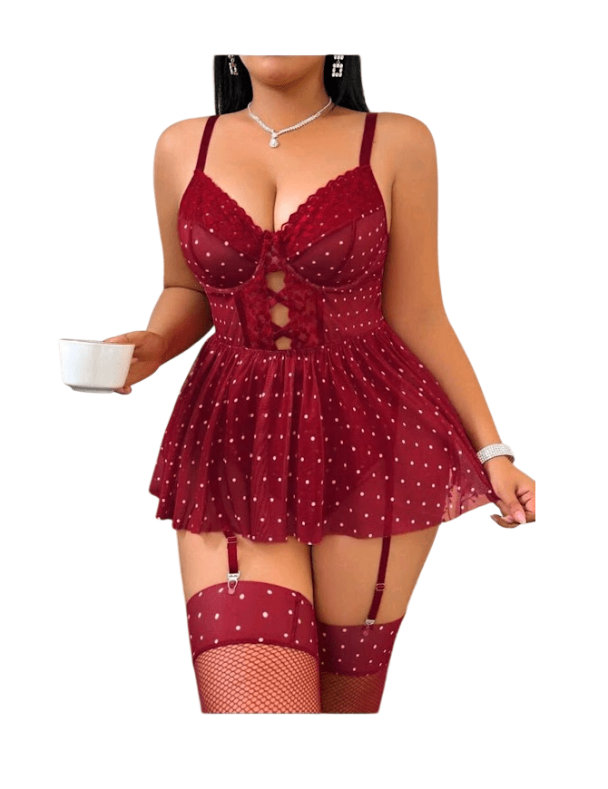 Body Faldita Portaligas Lenceria Sexy Con Medias8