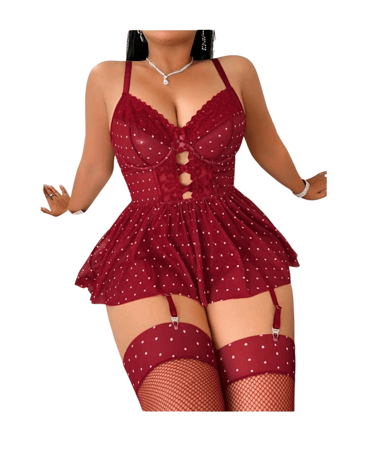 Body Faldita Portaligas Lenceria Sexy Con Medias7