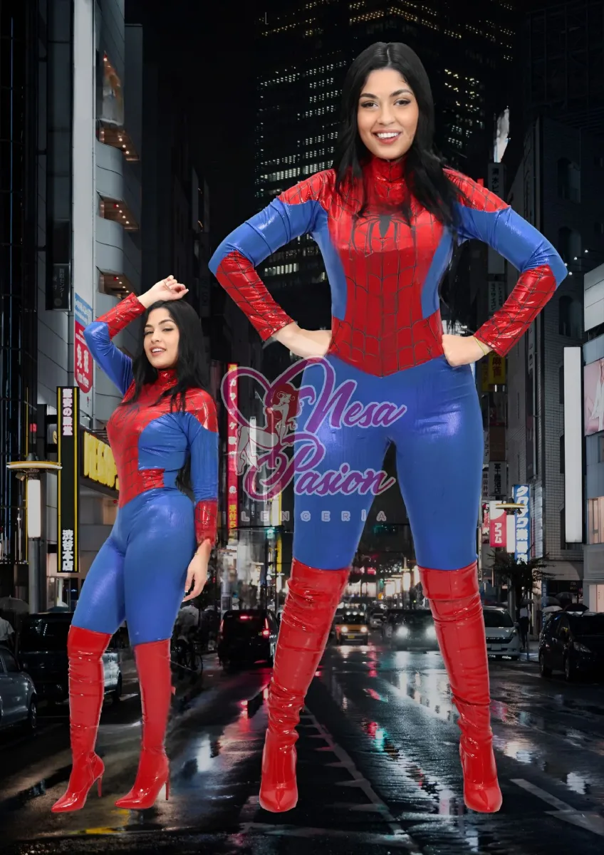 Disfraz Spiderman Enterizo Sexy Halloween Lenceria1