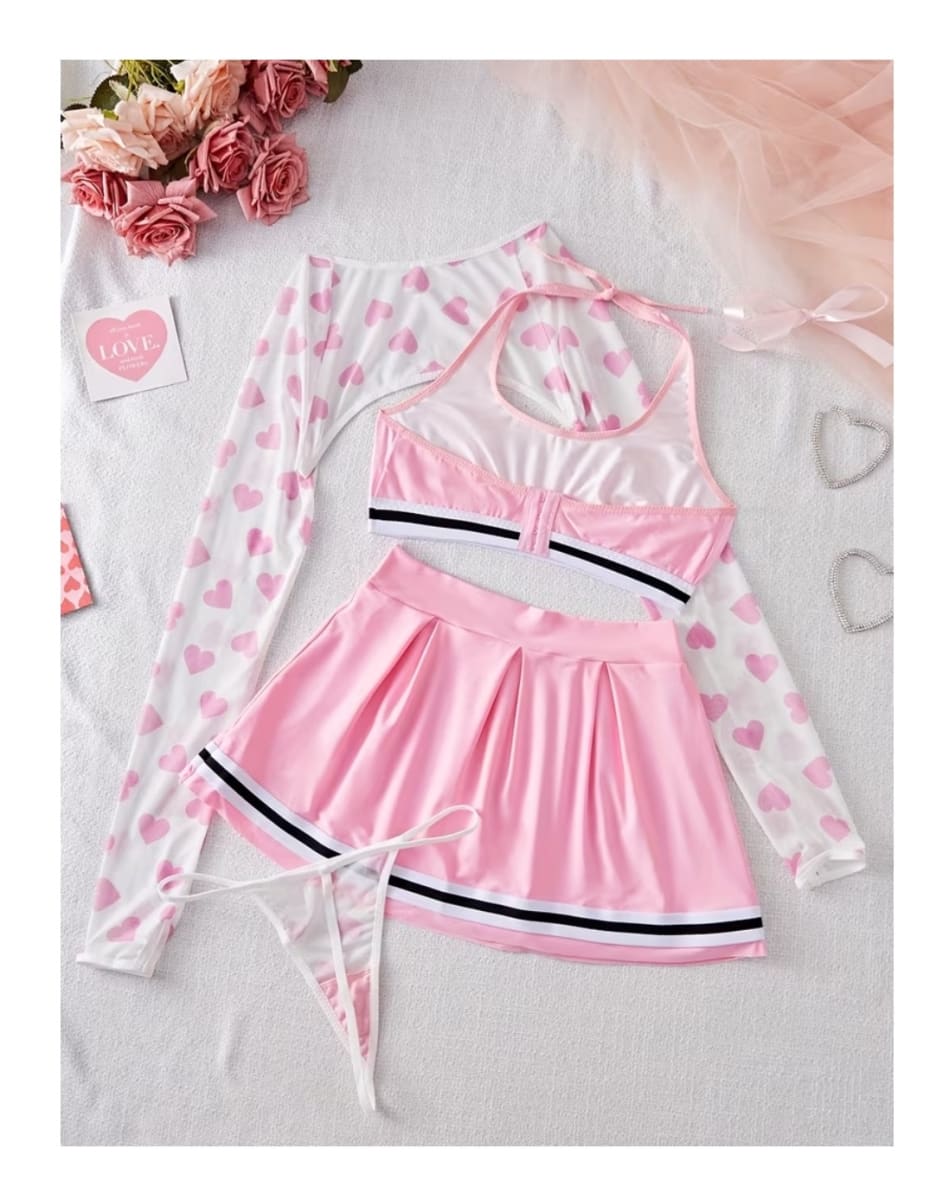 Disfraz Lenceria Sexy Porrista Rosado Animadora1