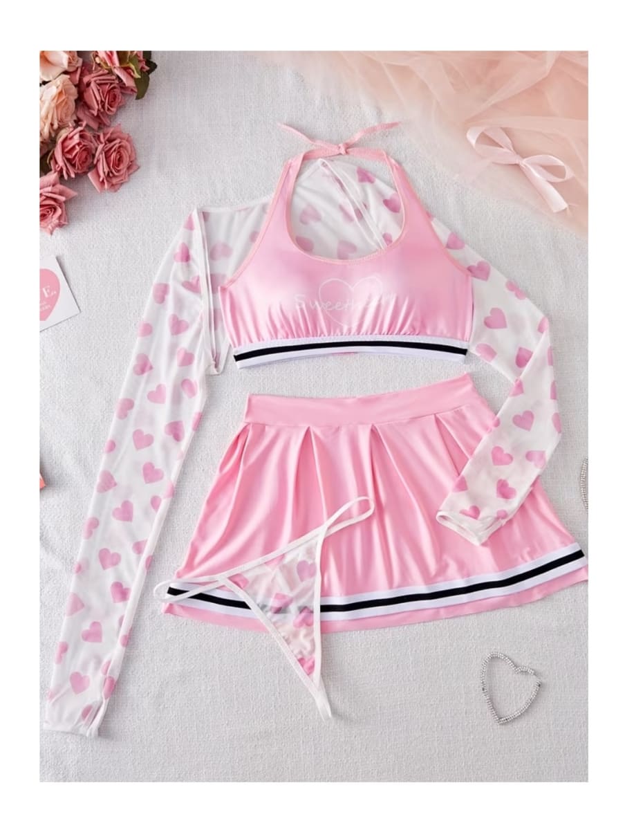 Disfraz Lenceria Sexy Porrista Rosado Animadora2