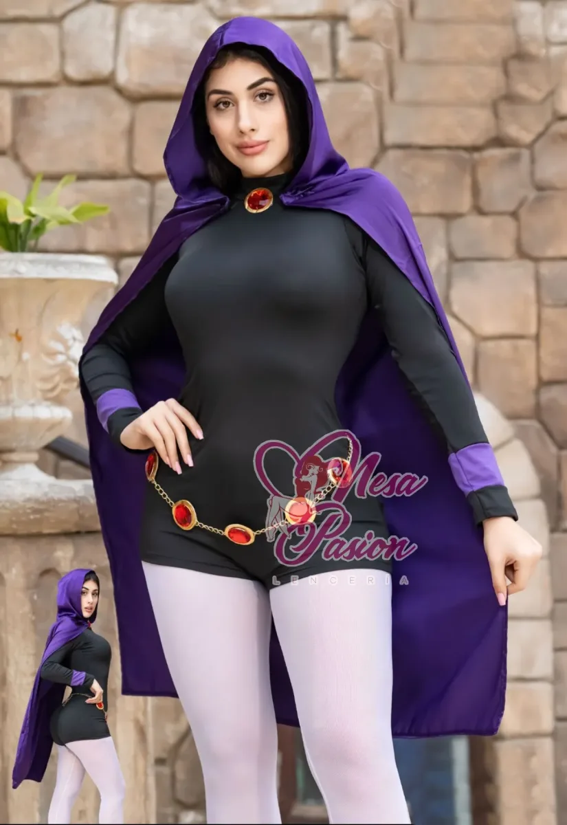 Raven Jovenes Titanes Disfraz  Short Sexy Halloween Lenceria1