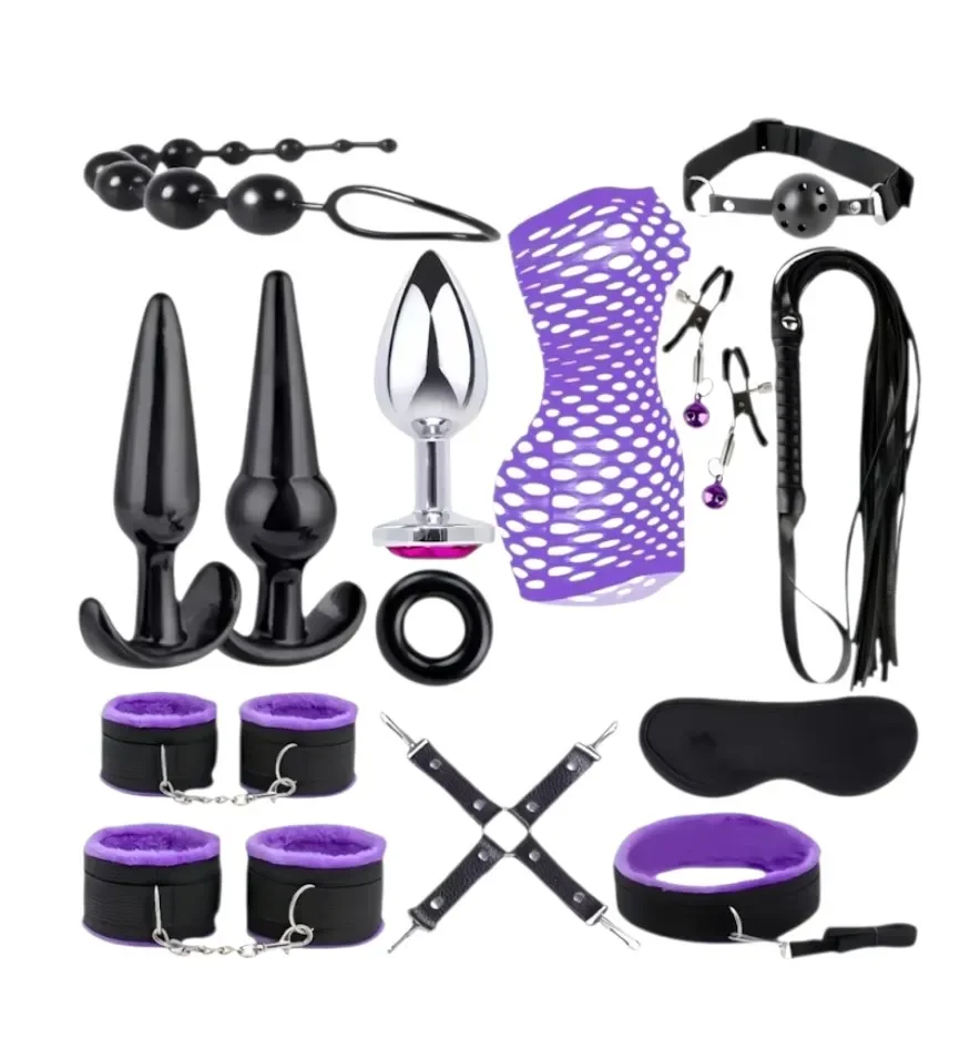 Kit Set De BDSM Y Plugs Anales De 14 Piezas Con Catsuit Lenceria1