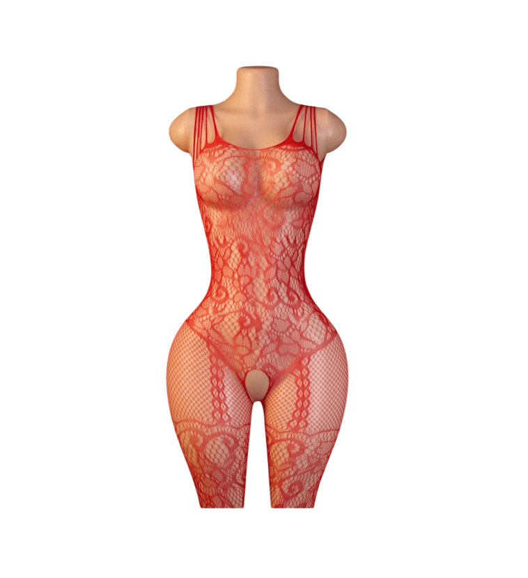 Lenceria Malla Corporal catsuit Enterizo Rojo Cod 1271