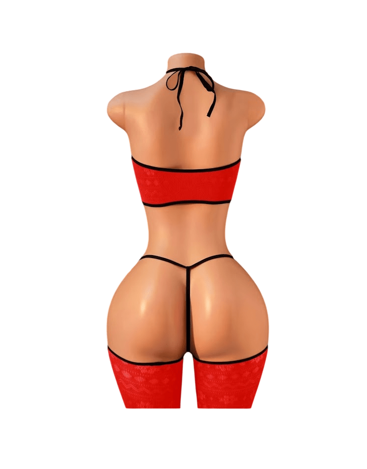 Lenceria Malla Corporal catsuit Portaligas Rojo Cod 132