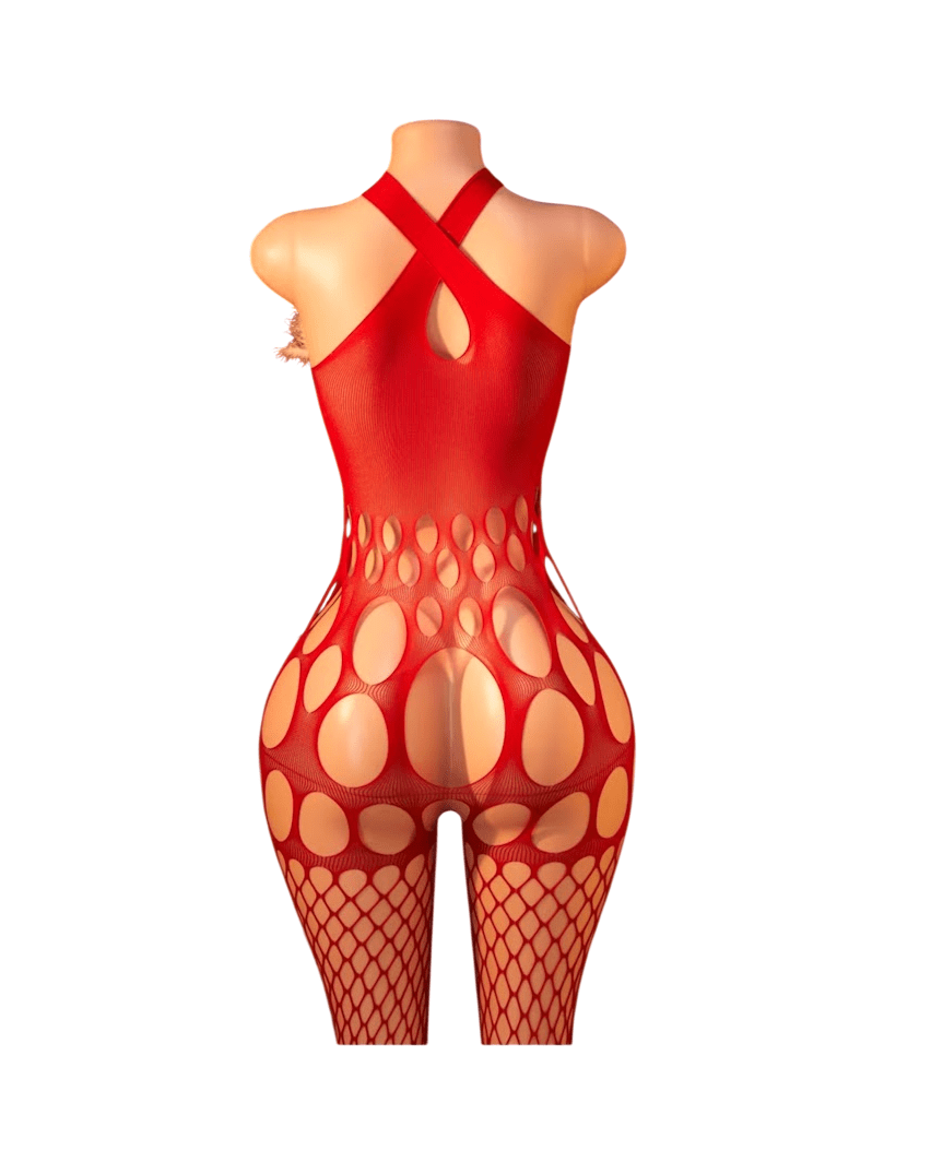 Lenceria Malla Corporal catsuit Enterizo Rojo Cod 14882