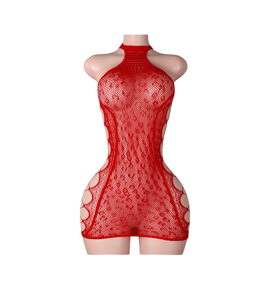 Lenceria Malla Corporal catsuit Vestido Rojo Cod 1531