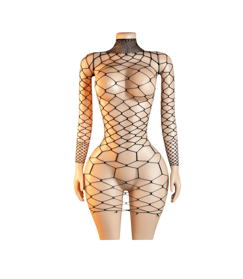 Lenceria Malla Corporal catsuit Vestido Negro Cod 2571