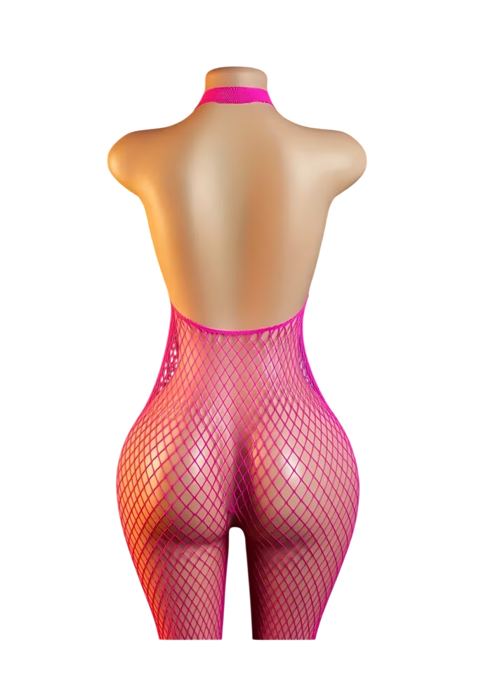 Lenceria Malla Corporal catsuit Enterizo Fucsia Cod 3992
